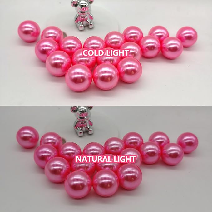 200PCS Fuchsia Faux Pearls Beads for Centerpiece Vases, Vase Filler Faux Pearls, No Holes Filler Beads for Party Anniversary Birthday Wedding Table Decor, 10/14/20/30mm