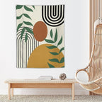 ICMOLYYENLO Boho Plant Aesthetic Tapestry, Abstract Medieval Arch Sun Home Aesthetic Wall Hanging For Bedroom Living Room Dormitory Tapestry 50x60 Inches