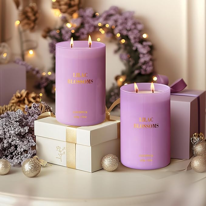 Goodpick Lilac Scented Candle, Mothers Day Soy Wax Candle, 22oz Long Burning 120H for Home Scented, Gifts for Women