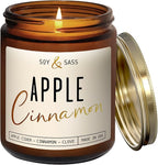 Apple Cinnamon Candles, Cinnamon Apple Candle - 'Apple Cinnamon' Infused w/Essential Oils I Scented Strong Soy Candles for Home for Christmas/Fall I Apple Pie Candle I 50Hr Burn, Made in USA