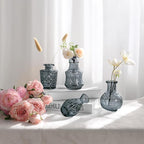 Small Glass Vase Set of 12, Grey Bud Vases for Centerpiece Table Decorations, Boho Vintage Flower Vases in Bulk, Mini Vase Decorative for Wedding Party Baby Shower Birthday Home Decor