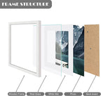 8x8 Picture Frames with Real Glass, White Wooden Square Photo frame Set of 3, Displays 4x4 Picture With Mat or 8x8 Without Mat, Desktop & Wall Collage Frame set