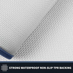 PURRUGS Dirt Trapping Door Mat 34" x 60", Non-Slip/Skid Machine Washable Entryway Rug, Shoes Scraper, Area Rug, Super Absorbent Welcome Mat for Muddy Wet Shoes and Paws, Light Blue & Navy