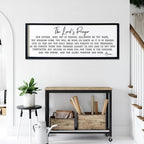 Our Father Prayer Bible Verse Framed Wall Art, 40''×15'' Rustic Religious Christian Lords Prayer Sign for God Jesus Christ Prayer, Horizontal Holy Inspirational Catholic Scripture Decor