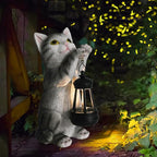 Solar Cat Garden Statue: Outdoor Cat Statues for Garden with Lights for Yard Art Lawn Ornaments Porch Patio Balcony Home House - Gardening Gifts for Women Grandma Mom