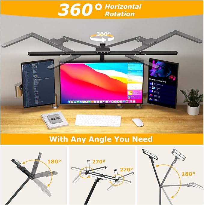 LED Desk Lamp with Clamp, Architect Desk Lamp for Home Office with Remote, 24W Ultra-Bright Desk Light with Stepless Dimming and Stepless Color Temp, Memory Function for Study and Workbench
