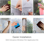 Volcanics Window Privacy Film with Installation Tools, Static Clings Vinyl 3D Decals, Stickers Rainbow Film for Glass Door Heat Control Anti UV 29.5 x 78.7 Inches