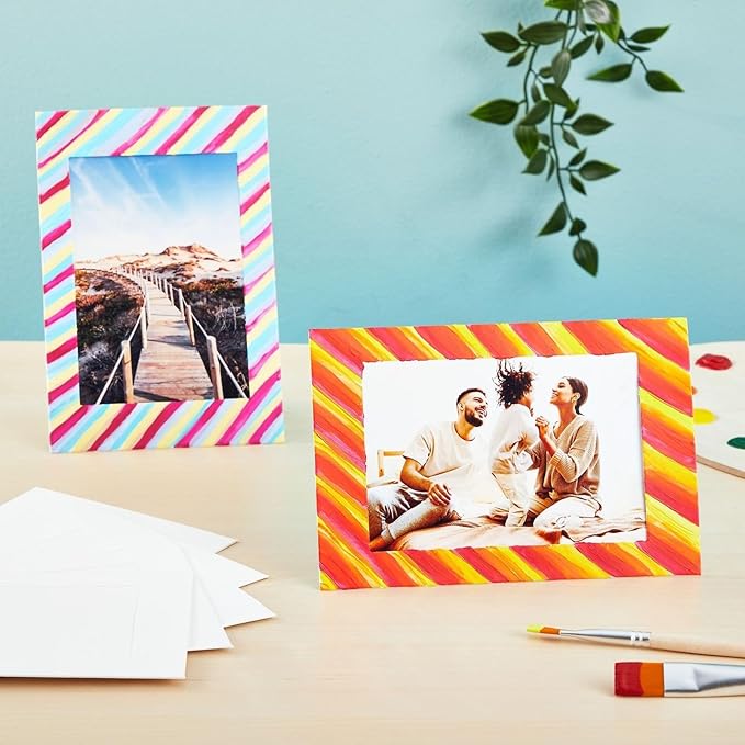 Juvale Picture Frames - 4x6 White Cardboard 50 Pack, Easel Back Tabletop - Paper Picture Frames for Crafts & DIY Decoration