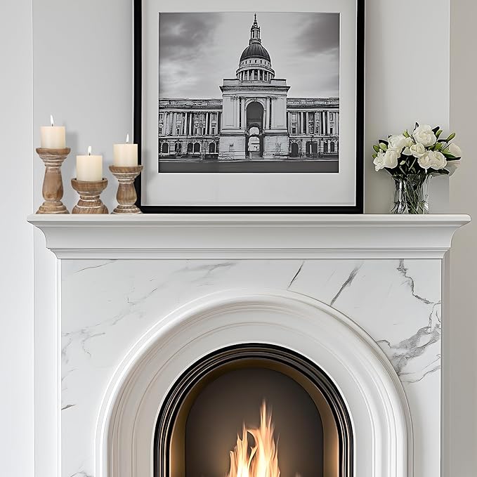 Candle Holder for Pillar Candle Set of 3, Farmhouse Wood Candle Holder, Rustic Wooden Candle Stand, Vintage Small Wooden Candlestick HoldersDecorative for Living Room, Table Centerpiece (Brown)