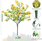 24 Bundles Artificial Flowers for Outdoors & Indoors – UV Resistant Faux Plastic Plants for Garden, Patio, Porch, Window Box, Home Decor – Lush & Vibrant Fake Flowers, Yellow