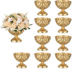 Sziqiqi Gold Metal Vases for Centrepiece: 6.1in 10Pcs Bulk Bowl Compote Vase for Wedding Flower Decorations - Flower Arrangements Table Vase Plant for Weddings Party Anniversary