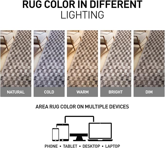 Rugshop Beige Checkered Area Rug – Textured Grid Pattern Carpet for Living Room, Bedroom, or Office – Neutral Contemporary Soft Floor Décor 5' x 7' Beige