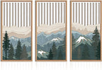 IARTTOP Large Mountain Wood Wall Art Framed Decor Set Of 3, Modern Mountain Landscape Wall Art Nature Artwork Wall Decor For Bedroom, Living room, Office-16 x32