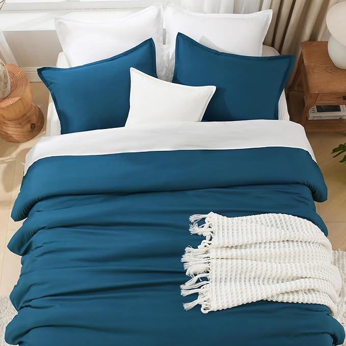 Litanika Teal Comforter California King Size, 3 Pieces Cal King Turquoise Lightweight Solid Bedding Comforter Set, All Season Fluffy Bed Set (104x96In Comforter & 2 Pillowcases)