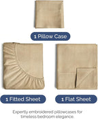 Twin XL Size 3 Piece Sheet Set - Comfy Breathable & Cooling Bed Sheets Set - Hotel Luxury Bedding for Women, Men, Kids, Teens, Boys & Girls - Deep Pockets, Soft & Wrinkle Free - Tan (Heathered Sheets)