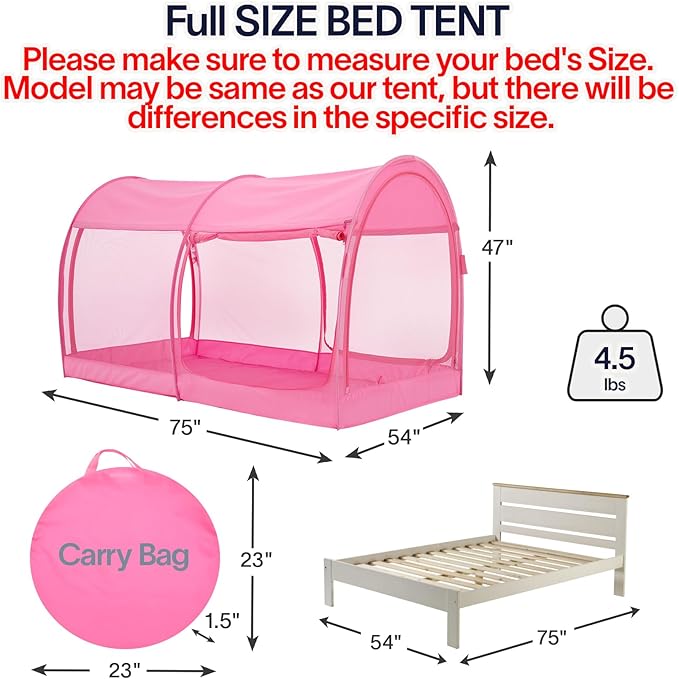 LEEDOR Bed Tent Dream Tents Bed Canopy Shelter Cabin Indoor Privacy Warm Breathable Pop Up Twin/Full/Queen for Kids and Adult Patent Pending(Mattress Not Included)