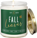 Fall Candles - 'Fall Leaves' Fall Candle w/Autumn Leaves, Clove & Musk I Infused with Essential Oils I Autumn Scented Candles I Cozy Cute Autmn Décor Gifts I 9oz Jar I 50Hr Burn I Made in USA