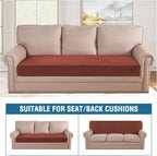 H.VERSAILTEX Velvet Stretch Individual Couch Cushion Cover Plush Cushion Slipcover for Loveseat Sofa Cushion Furniture Protector Seat Cushion Sofa Cover (1 Piece Sofa Cushion Cover, Rust)