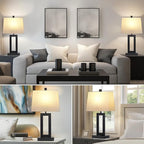 Table Lamp Set of 2 with USB C+A Ports & AC Outlet, Bedside Lamps, Modern Bedroom Lamps, Black Lamps for Night Stands Bedroom Living Room,Nightstand Lamp