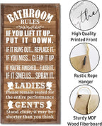 Rustic Western Bathroom Decor - Funny Wall Signs, Farmhouse Country Rules Wall Decor I1