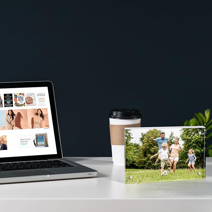 Meetu Acrylic Picture Frame 5x7 Tabletop Photo Frame Magnetic Double Sided Frame Free Standing Desktop for Display Document, Certificate, Photograph, Artwork in Office Room