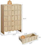 5 Drawer Dresser for Bedroom Set of 2, Modern Closet Chest of Drawers with Wave Fluted Drawer, Wood Storage Small Dresser Organizer for Nursery Bedroom Living Room Hallway Closet (Natural)