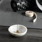 Koville Luxury Natural White Marble Incense Holder, Upgraded 6" Incense Holders for Sticks, Sturdy Incense Burner Ash Catcher, Ideal for Meditation, Relaxing, Easy to Clean