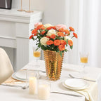 MCMCNCUIU Crystal Vase, Large Crystal Vases for Flowers, Amber Large Flower Vase, Modern Glass Vases for Living Room, Bedroom, Kitchen, Dining Table, Mantle, Wedding, 9 Inches