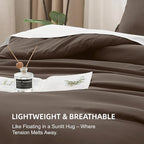 Litanika Comforters Chocolate Oversized Queen Size, 3 Pieces Lightweight Solid Bedding Set & Collections, All Season Fluffy Bed Set (98x98In Comforter & 2 Pillowcases)