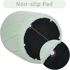 Modern Round Ottoman, Spiral-Tufted Foot Stool Ottoman, Teddy Fleece Upholstered Vanity Stool for Makeup, Bedroom, Living Room, Light Green