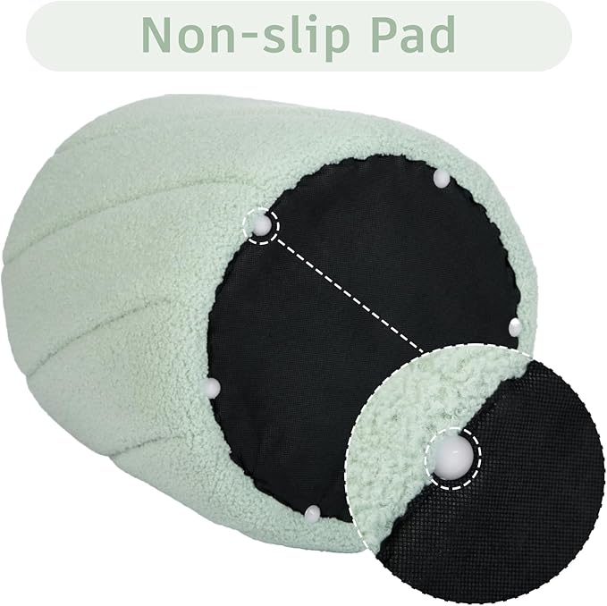 Modern Round Ottoman 2Pcs, Spiral-Tufted Foot Stool Ottoman, Teddy Fleece Upholstered Vanity Stool for Makeup, Bedroom, Living Room, Light Green