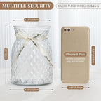 SOJOCK 2PACK Glass Flower Vases(Flowers NOT Included),6.3" High Diamond Pattern Vases,Vintage Vases for Centrepieces,Wedding Decorations,Home Table Flower Decorations