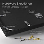 Homeforia 14x20 Double Diploma Frame Black, High End Metal 14 x 20 Certificate Frames with Mat for Two 8.5 by 11 Diplomas, 20x14 Dual Award Graduation Matted Frames, Tempered Glass, Wall Kit, Set of 1