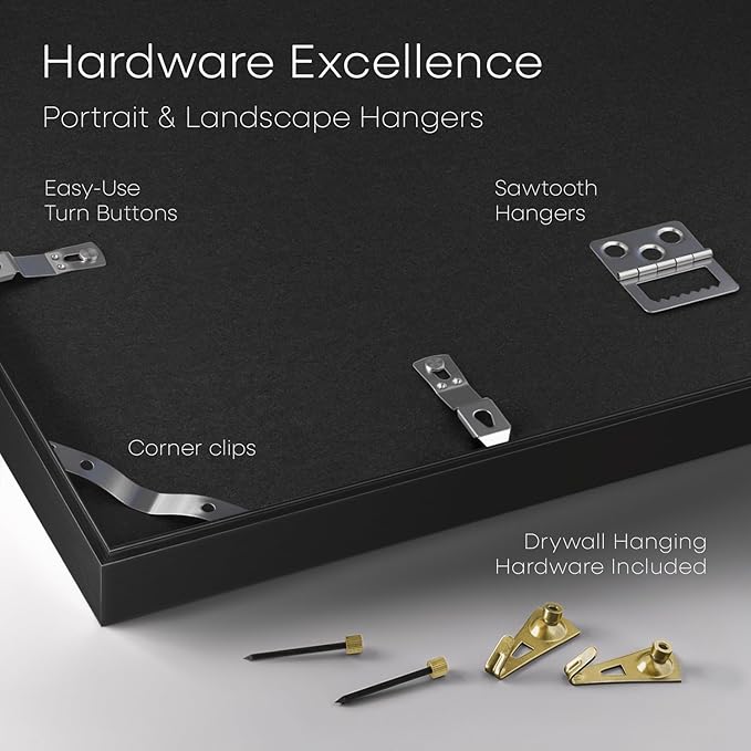 Homeforia 14x20 Double Diploma Frame Black, High End Metal 14 x 20 Certificate Frames with Mat for Two 8.5 by 11 Diplomas, 20x14 Dual Award Graduation Matted Frames, Tempered Glass, Wall Kit, Set of 1