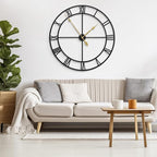 LEIKE 40 Inch Extra Large Modern Wall Clock, Oversize Rustic Round Nearly Silent Battery Operated, Black Metal Roman Numerals Wall Clocks for Living Room, Bedroom, Entrance Home Decor