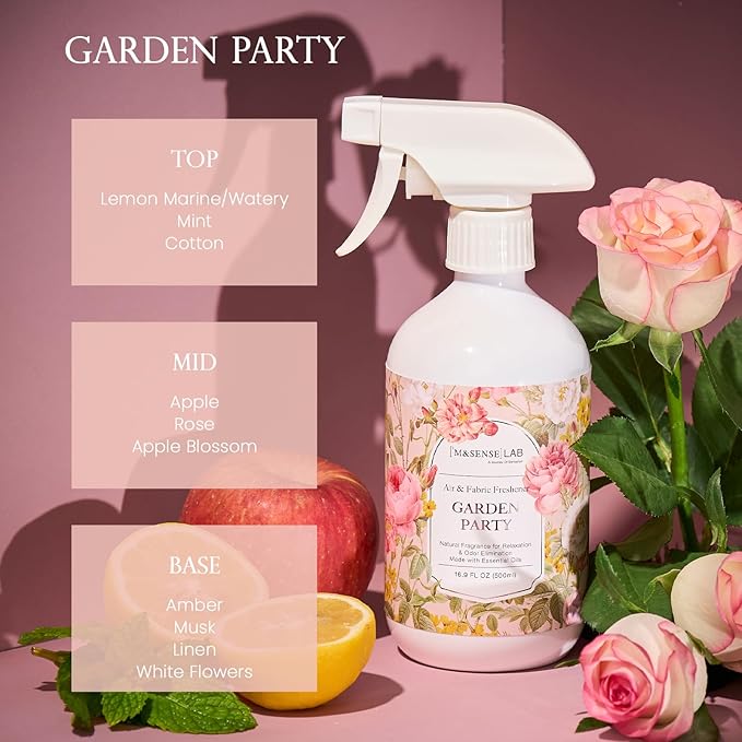 ‌M&SENSE Air & Fabric & Pet Odor Eliminator Spray - 16.9oz Large Size Natural Safe Air Freshener Garden Party Scented Deodorizer for Home Eliminates Smoke & Musty Smells, Ideal for ‌Balcony & Yard