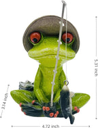 Frog Fishing Decor, Summer Garden Statues, Ocean Beach Decorations, Home Bookshelf Desktop Statues Shelves Bathroom Decorative Ornaments Gift (Frog Fishing)