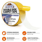 TAPEBEAR Carpet Tape Double Sided 4Inch x 30Yards, Heavy Duty Rug Gripper Anti Slip Anti Curling Floor Tape Residue-Free, Two Sided, Removable, Waterproof for Area Rugs, Mats, Strong Hold for Tile