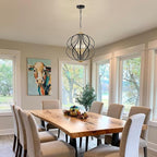 Modern Black and Gold Chandelier for Dining Room, 4 Lights Geometric Chandeliers, Sphere Chandelier Industrial Large Pendant Light Fixtures Hanging for Kitchen, Entryway, Foyer, Stairs