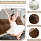 Large Triangular Headboard Pillows Long Backrest Positioning Support Bolster Cushion for Daybed Fluffy Quality Plush Body Wedge Pillow with Removable Cover(Dark Brown-Cal King-71x8x20 in)