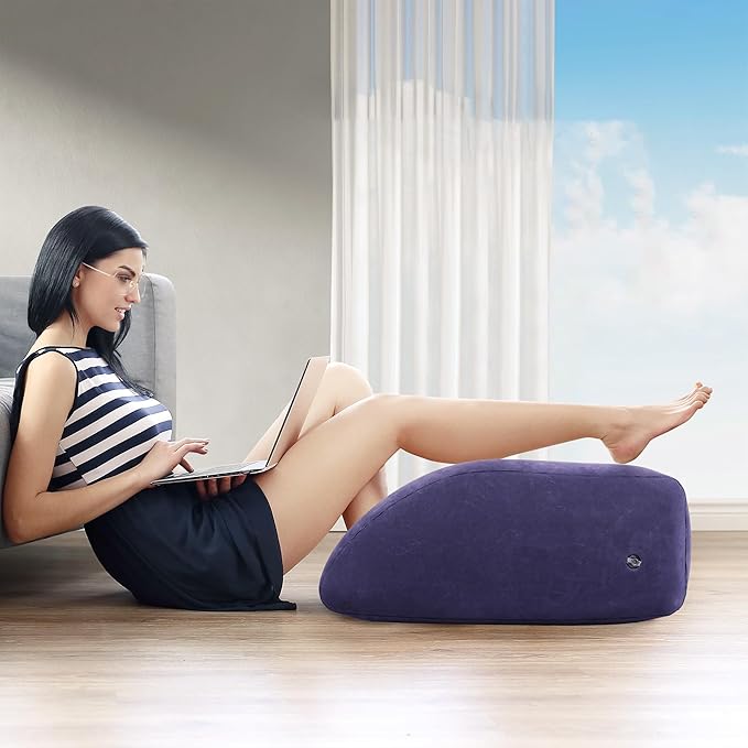 Leg Elevation Pillow, Inflatable Wedge Pillows for Sleeping, Knee Pillow for Legs Relax Muscles and Comfort Reduce Swelling,Injury,Recovery (25.5 x 23.5 x 8.5 inches)