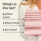 Full Sheets Set 6 Piece - Includes 4 Pillowcases - Bed Sheets Full Size - Soft Hotel Luxury Bedding - Cooling, Comfy, Cozy & Breathable - 1 Flat & 1 Fitted & 4 Pillowcases w/ Deep Pockets - Baby Pink