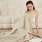 EMME Cotton Blanket King Size for Bed Soft Muslin Blankets 108"x90" Lightweight Breathable Layering Bedspread Coverlet All Season Gauze Blanket, Light Tan