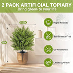 Artificial Boxwood Topiary Ball Trees with Ground Spikes UV Resistant Faux Greenery Shrubs Fake Shrubs for Outdoors, Realistic Faux Plants Bushes for Garden Porch Yard Patio Decor (Cedar Green)