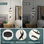 4000K Modern Pendant Light, 15IN Spiral LED Pendant Lights Adjustable Height Black Kitchen Island Fixtures Chandeliers for Dining Room Hanging Lights, 1 Pack