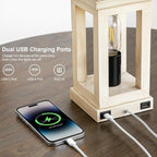 BOBOMOMO 23.75" Antique White Farmhouse Table Lamps Set of 2 – Vintage Nightstand Lamps with 3 Way Dimmable Touch Control Night Light & USB A+C Ports, Rustic Lamps for Bedroom, Living Room, Hallway