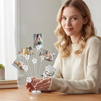 Photo Tree Holder Clip, Money Tree Gift Holder 8 Flower-Shaped Clips for Cash, Gift Cards, Photos Picture Frame Stand for Home, Office, Shop, Birthday, Festival (White)