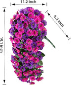 Artificial Fake Fall Hanging Plants Flowers for Outdoor 2 PCS Faux Silk Morning Glory Vines Stems UV Resistant for Wall Home Porch Patio Party Wedding Decor (Dark Purple and Fuchsia)