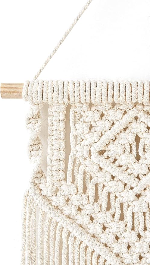 Dahey 2 Pcs Macrame Wall Hanging Small Woven Tapestry Wall Art Decor - Beautiful for Boho Home Dorm College Classroom Decor, Apartment, Nursery, Party Decorations, 16.5" L x 10" W and 17.5"x 10"W