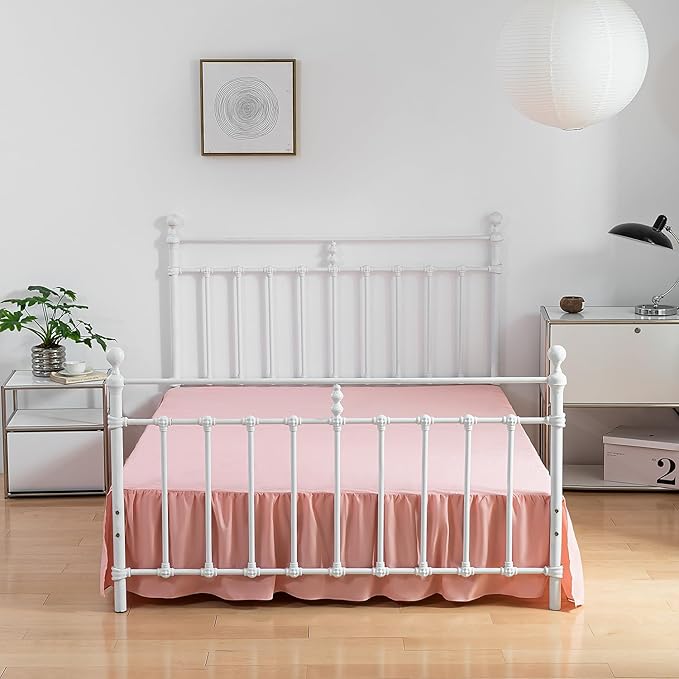 Bed Skirt Twin Size Ruffled Bed Skirt with Split Corners, 14 Inch Drop Dust Ruffle Bed Skirt with Platform, 14 Inch, Blush